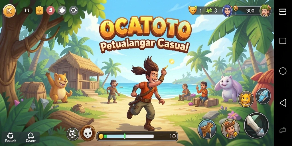 Tangkapan layar menampilkan gameplay seru OCATOTO di level yang penuh warna.