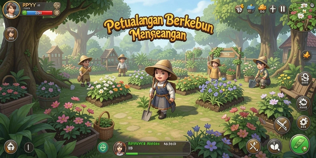Tampilan gameplay menarik dari RPYYY saat berkebun.